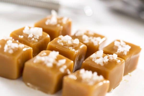 Cubes of salted caramel