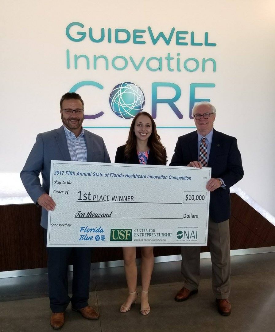From left: Florida Blue Market President David Pizzo, Lauren Koff, and USF Center for Entrepreneurship Director Dr. Michael W. Fountain.
