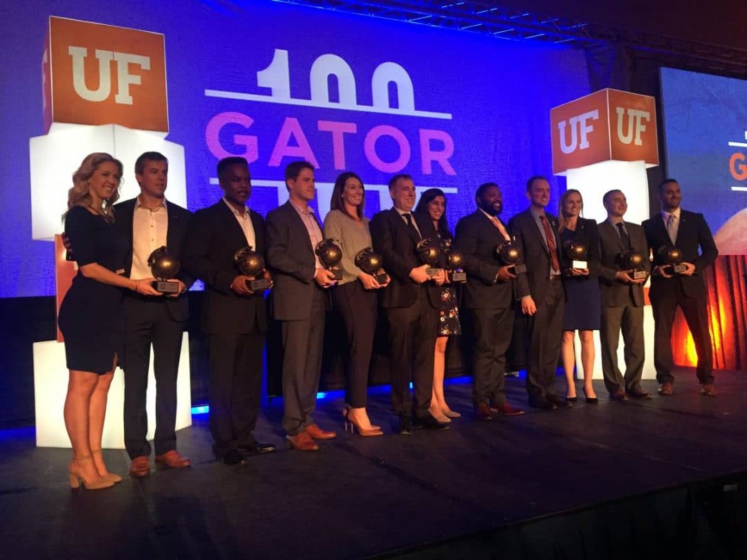 Gator100 award winners lined up on stage