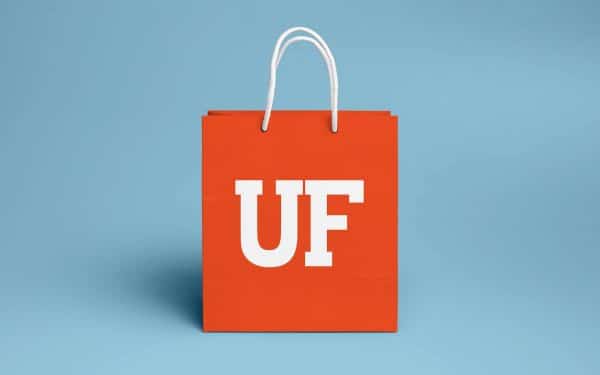 Orange shopping bag with UF logo