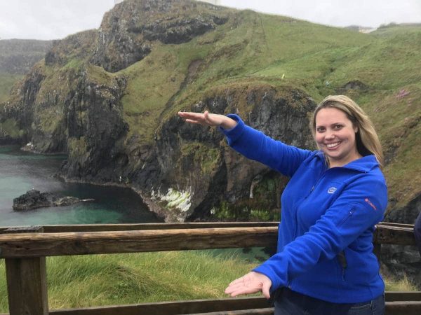 Rachel Borchers does the Gator Chomp at the Cliffs of Moher