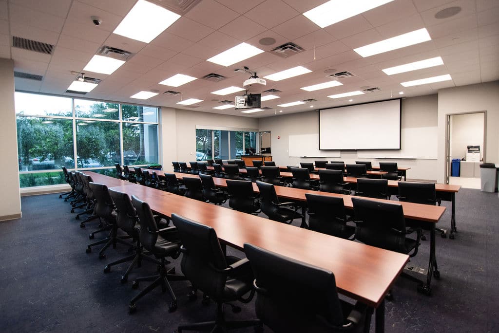 Back of one of the two classroom spaces in the UF MBA South Florida Miramar location
