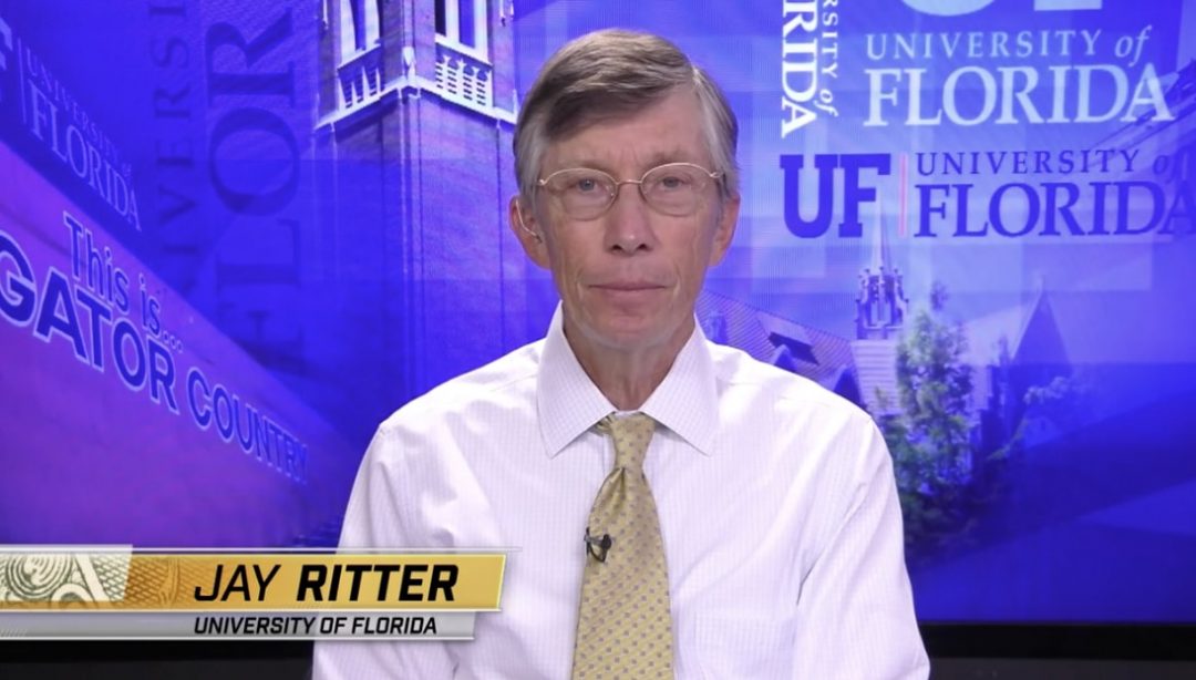 Jay Ritter in front of University of Florida background on CNBC