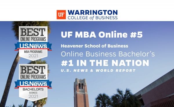 UF Warrington UF MBA Online #5 Heavener School of Business Online Business Bachelor's #1 in the nation US News and World Report