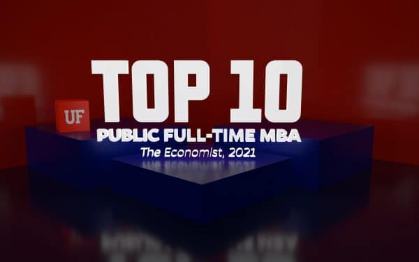 Top 10 Public Full-Time MBA, The Economist, 2021