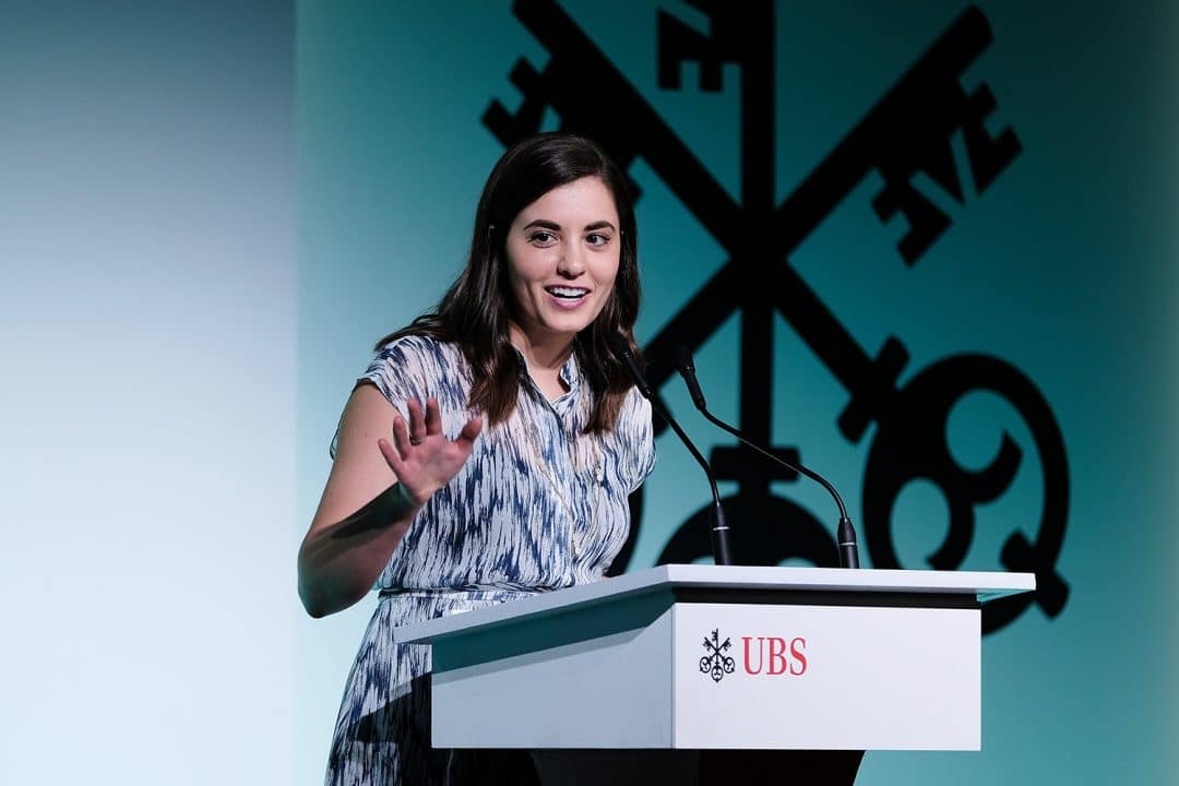 UF Warrington alumnae Lizzi Salem speaks at a UBS event
