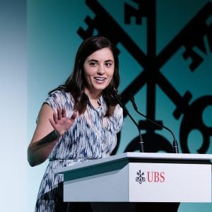 UF Warrington alumnae Lizzi Salem speaks at a UBS event