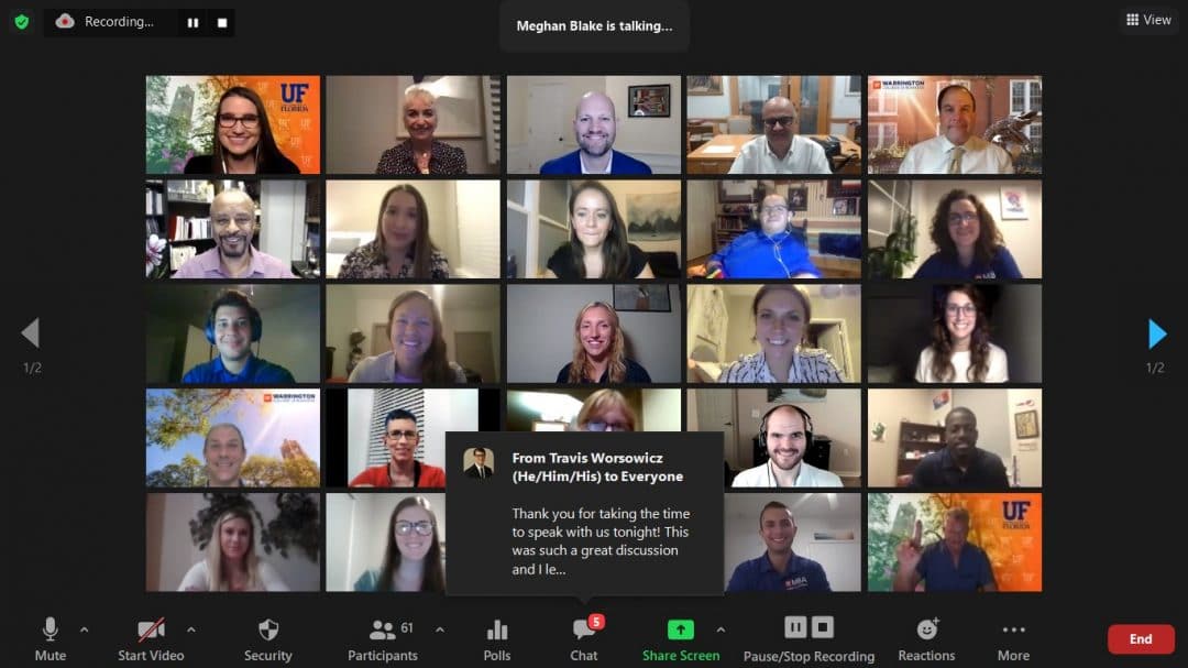 Zoom video call with 25 individuals