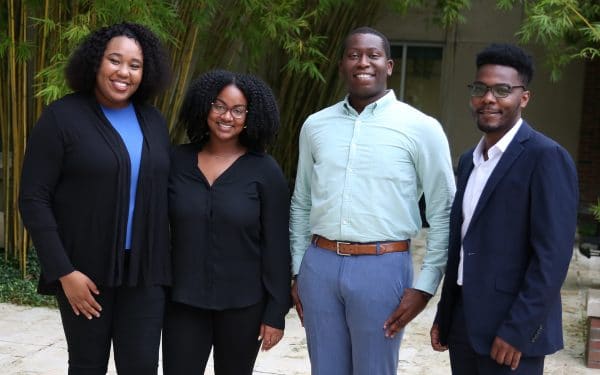 Pozen Scholars (from left) Fedia Deshommes, Alexandrea Perkins, Brandon Harris and Daniel Mbeyah.