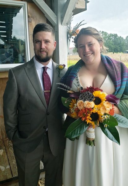 Kevin Brown and his wife Samantha at their wedding