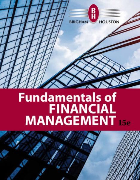Textbook cover featuring buildings with large glass windows and the title Fundamentals of Financial Management 15e