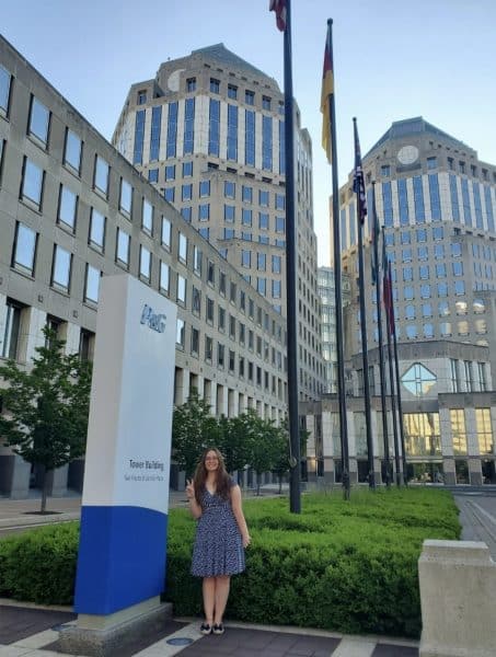 Denise Williams outside of the P&G headquarters