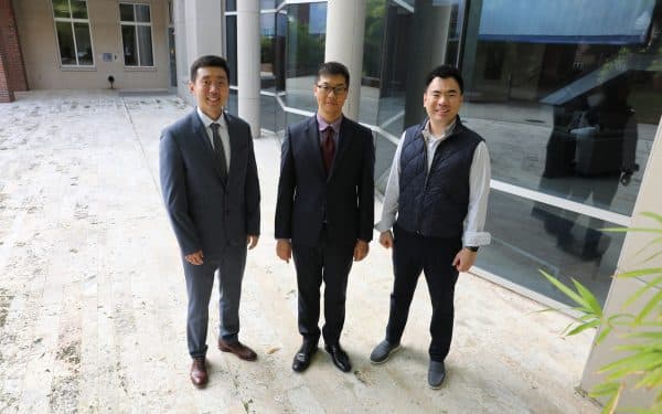 2022 Warrington PhD Teaching Award winners Justin Kim, Matthew Son and Minmo Gahng.