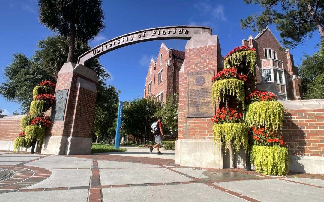 Archway leading to Heavener Hall at the University of Florida