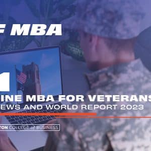 UF MBA #1 Online MBA for Veterans US News and World Report 2023 University of Florida Warrington College of Business.