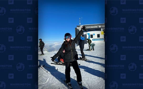 Jessica Lampner on a snowy ski slope.