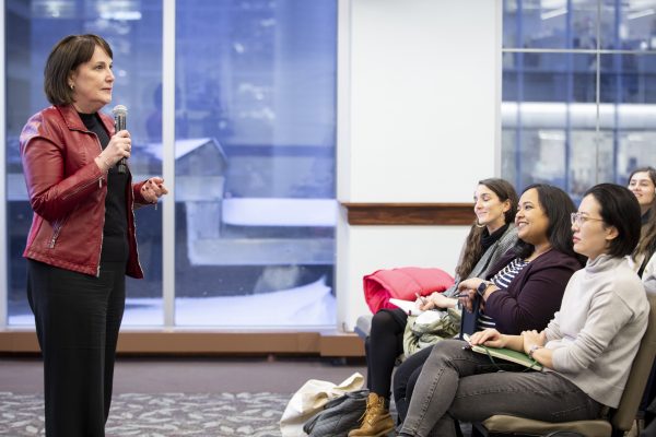 Ellen Taaffe lecturing.