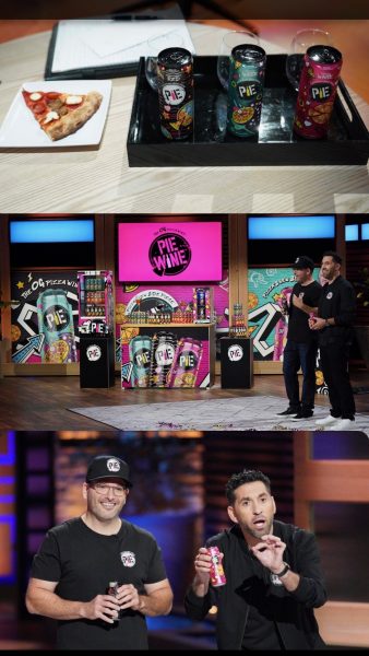 Stacked images feature PIE Wine on Shark Tank TV show.