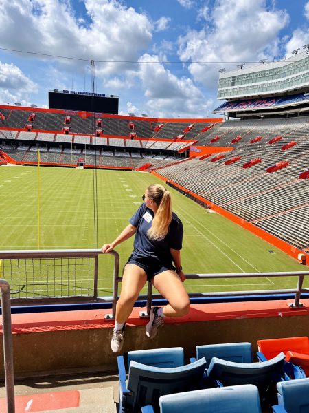 Lindsay Collins in Ben Hill Griffin football stadium.