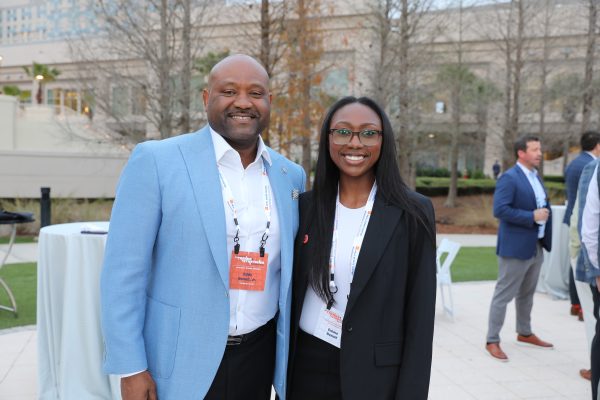 Kelley A. Bergstrom Real Estate Center Chairman Eddy Benoit, Jr., attended this year’s Real Estate Trends & Strategies Conference with his daughter, Emme Benoit (MSRE ’24).