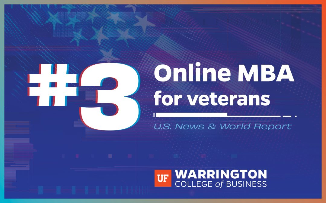 #3 Online MBA for veterans US News & World Report UF Warrington College of Business.