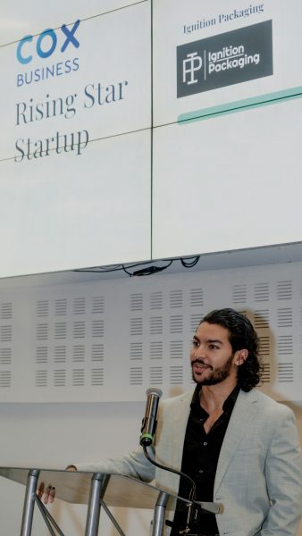 Abdurrahman Bejjaj speaking as rising startup