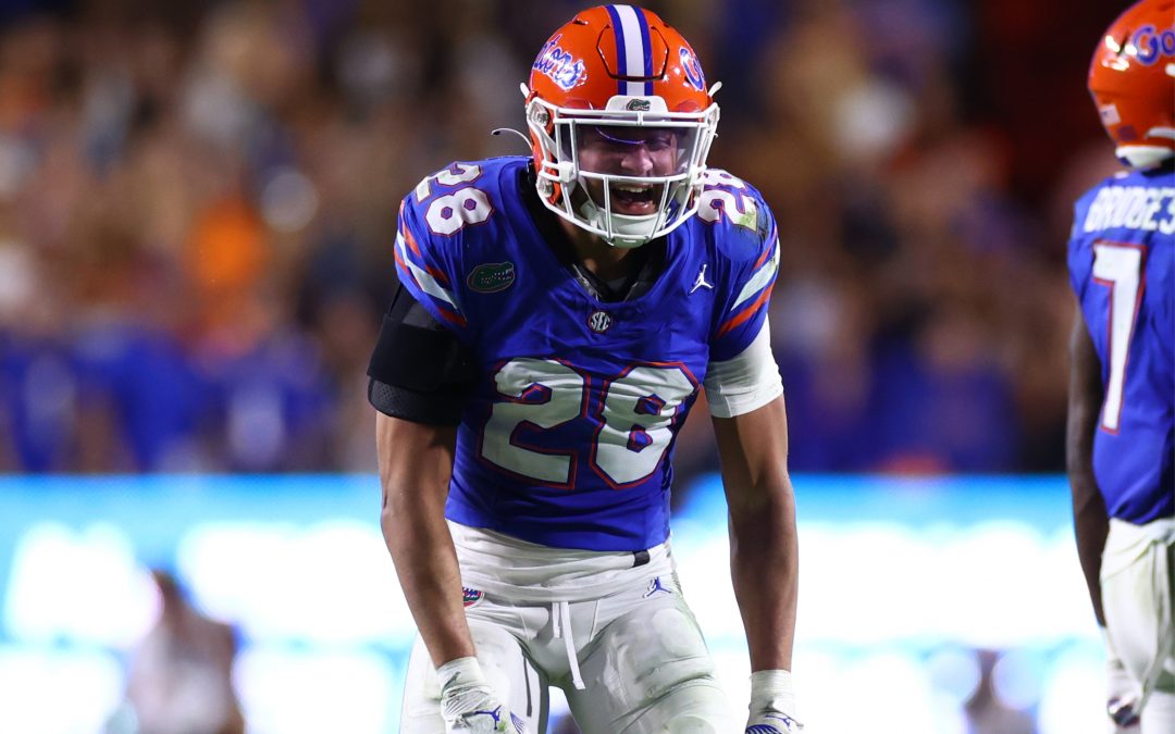 Devin Moore celebrates a tackle for the Gators.